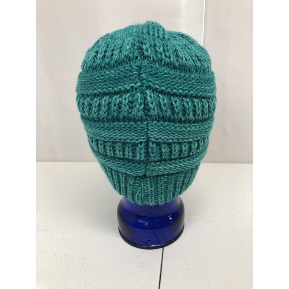 CC Hat Beanie Warm Chunky Soft Stretch Cable Knit Green - Picture 4 of 7